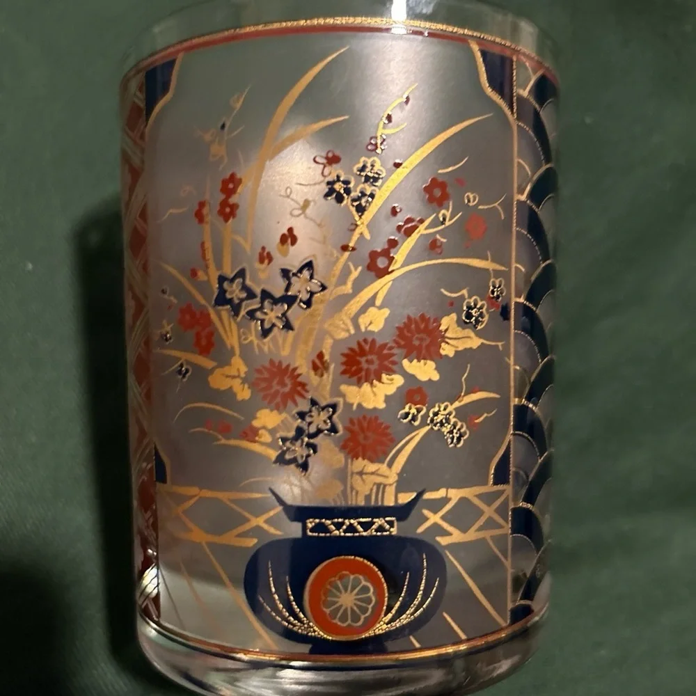 Vintage Culver Imari Double Old Fashioned/ Low Ball Glasses 22K Gold
